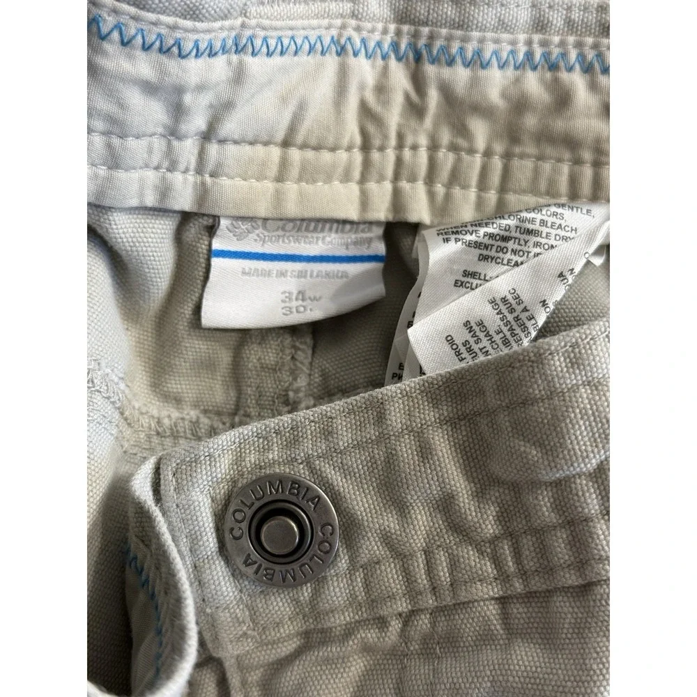 Columbia Ultimate ROC Men's 34x30 Tan Cotton Omni-Shield Cargo Hiking Pants